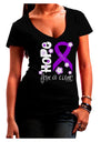 Hope for a Cure - Purple Ribbon Epilepsy - Flowers Juniors V-Neck Dark T-Shirt-Womens V-Neck T-Shirts-TooLoud-Black-Juniors Fitted Small-Davson Sales