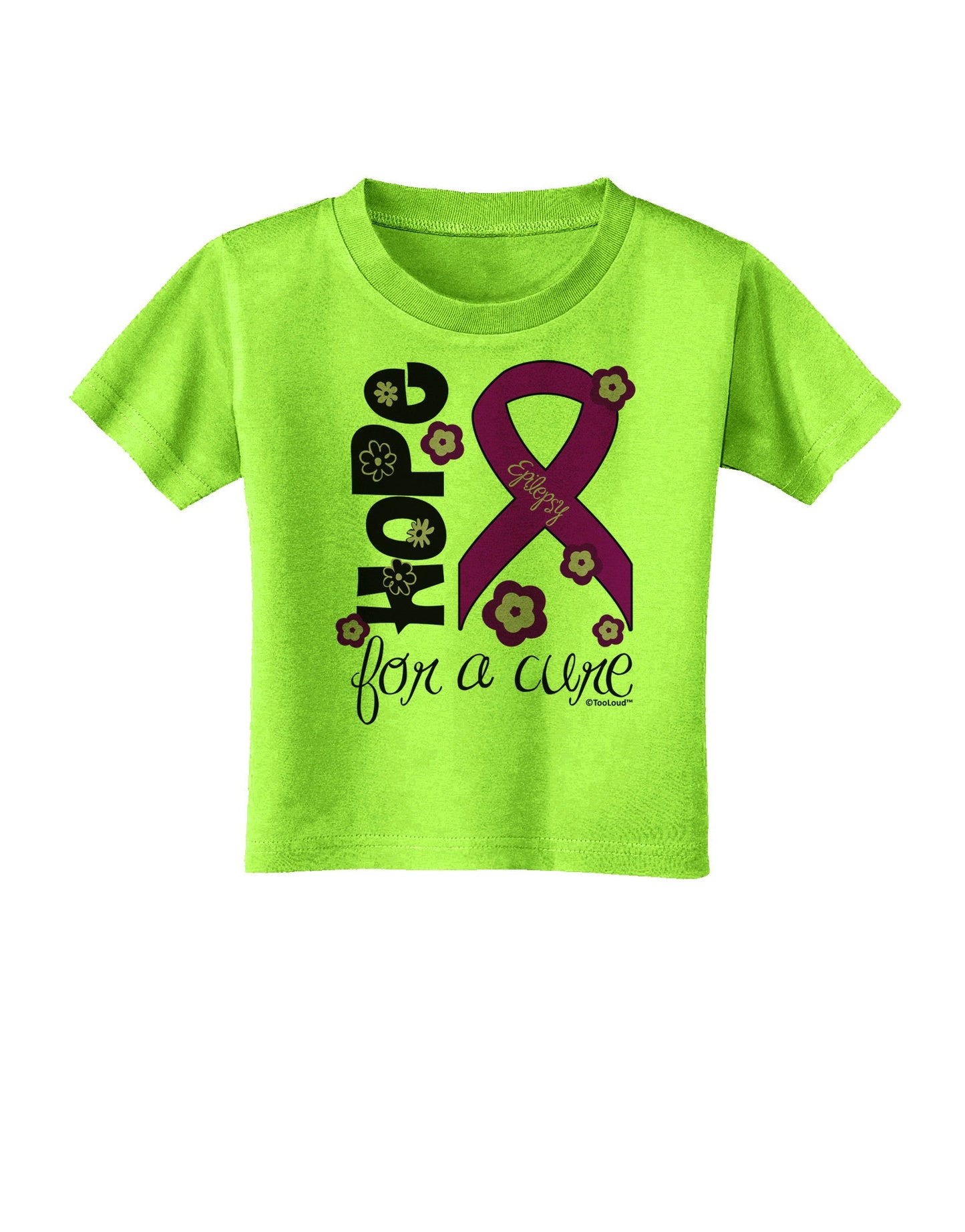 Hope for a Cure - Purple Ribbon Epilepsy - Flowers Toddler T-Shirt-Toddler T-Shirt-TooLoud-Lime-Green-2T-Davson Sales