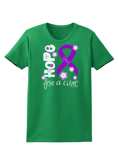 Hope for a Cure - Purple Ribbon Epilepsy - Flowers Womens Dark T-Shirt-TooLoud-Kelly-Green-X-Small-Davson Sales