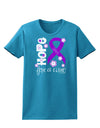 Hope for a Cure - Purple Ribbon Epilepsy - Flowers Womens Dark T-Shirt-TooLoud-Turquoise-X-Small-Davson Sales