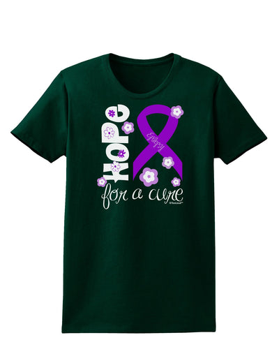 Hope for a Cure - Purple Ribbon Epilepsy - Flowers Womens Dark T-Shirt-TooLoud-Forest-Green-Small-Davson Sales