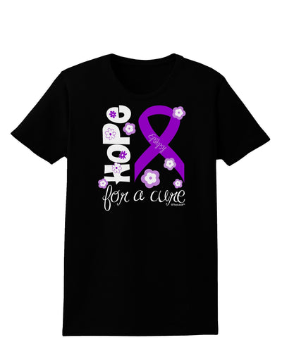 Hope for a Cure - Purple Ribbon Epilepsy - Flowers Womens Dark T-Shirt-TooLoud-Black-X-Small-Davson Sales