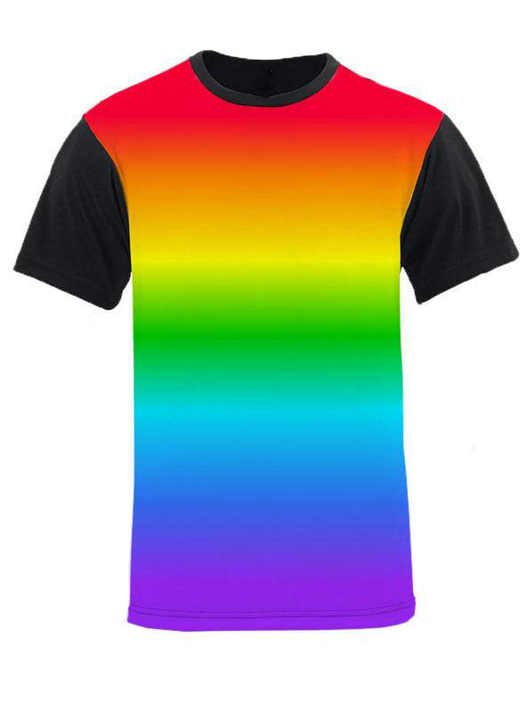 Horizontal Gay Pride Gradient Rainbow Black Back and Sleeve T-Shirt-Mens T-Shirt-NDS Wear-Small-Davson Sales