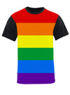 Horizontal Gay Pride Rainbow Black Back and Sleeve T-Shirt by NDS Wear-Mens T-Shirt-ND-Small-Davson Sales