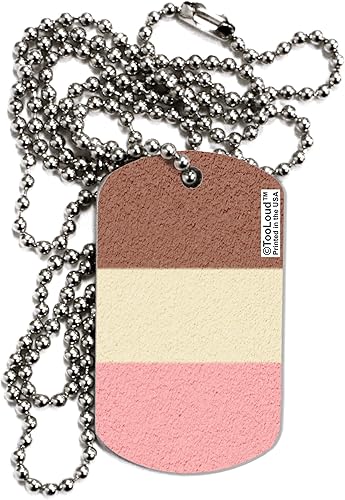Horizontal Neapolitan Ice Cream Adult Dog Tag Chain Necklace by TooLoud