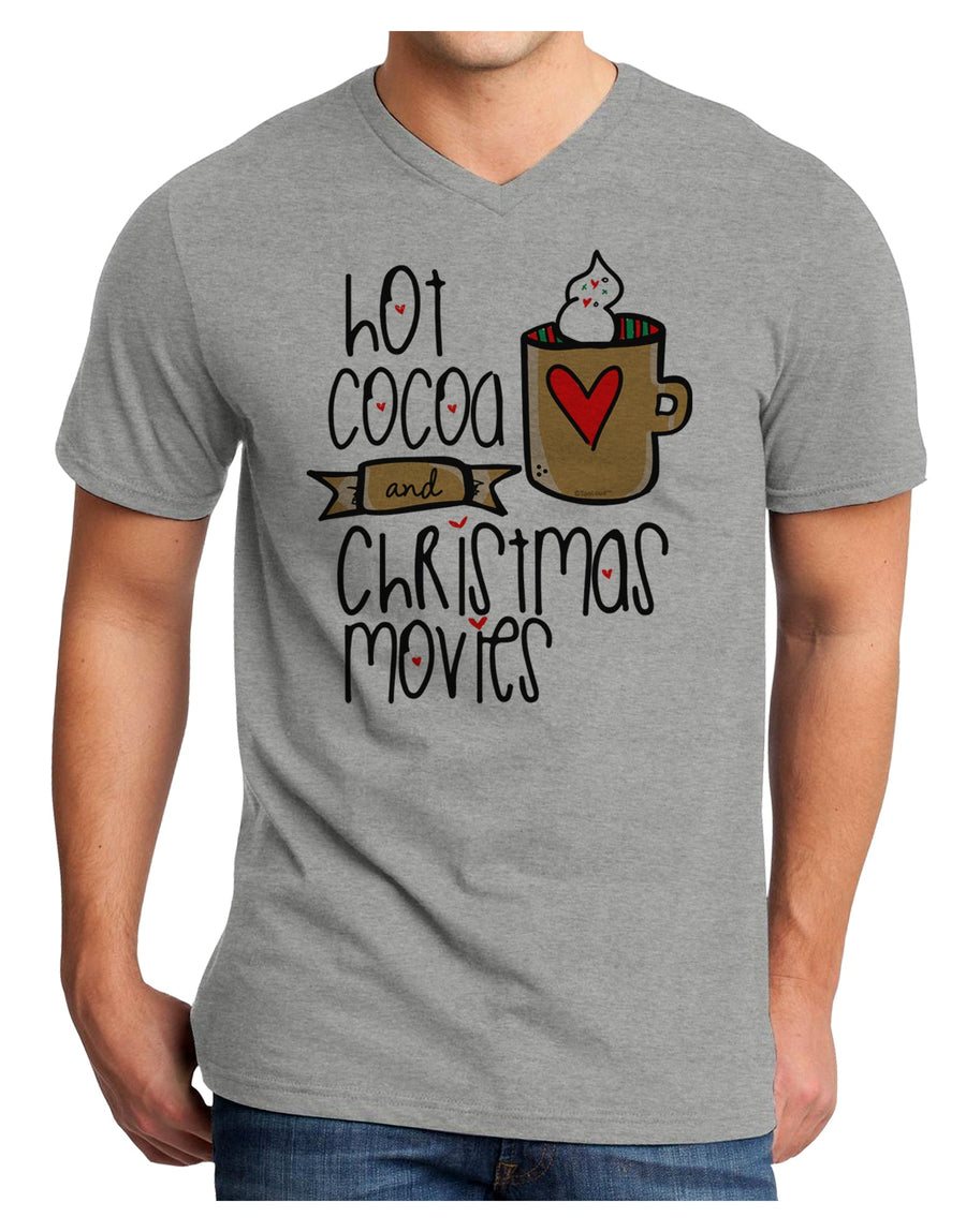 Hot Cocoa and Christmas Movies Adult V-Neck T-shirt White 4XL Tooloud