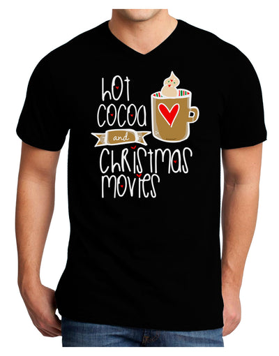 Hot Cocoa and Christmas Movies Adult V-Neck T-shirt-Mens T-Shirt-TooLoud-Black-Small-Davson Sales