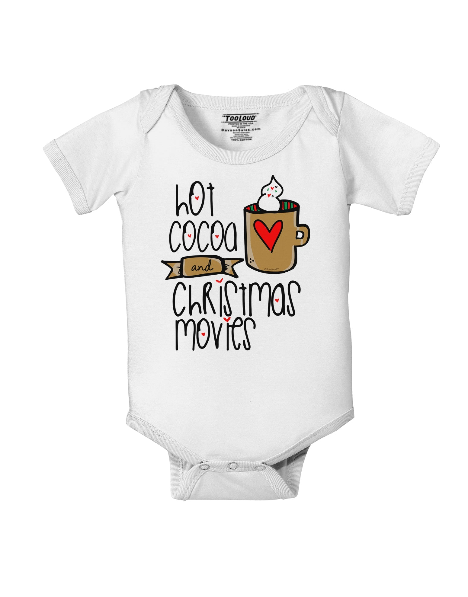 Hot Cocoa and Christmas Movies Baby Romper Bodysuit-Baby Romper-TooLoud-White-06-Months-Davson Sales