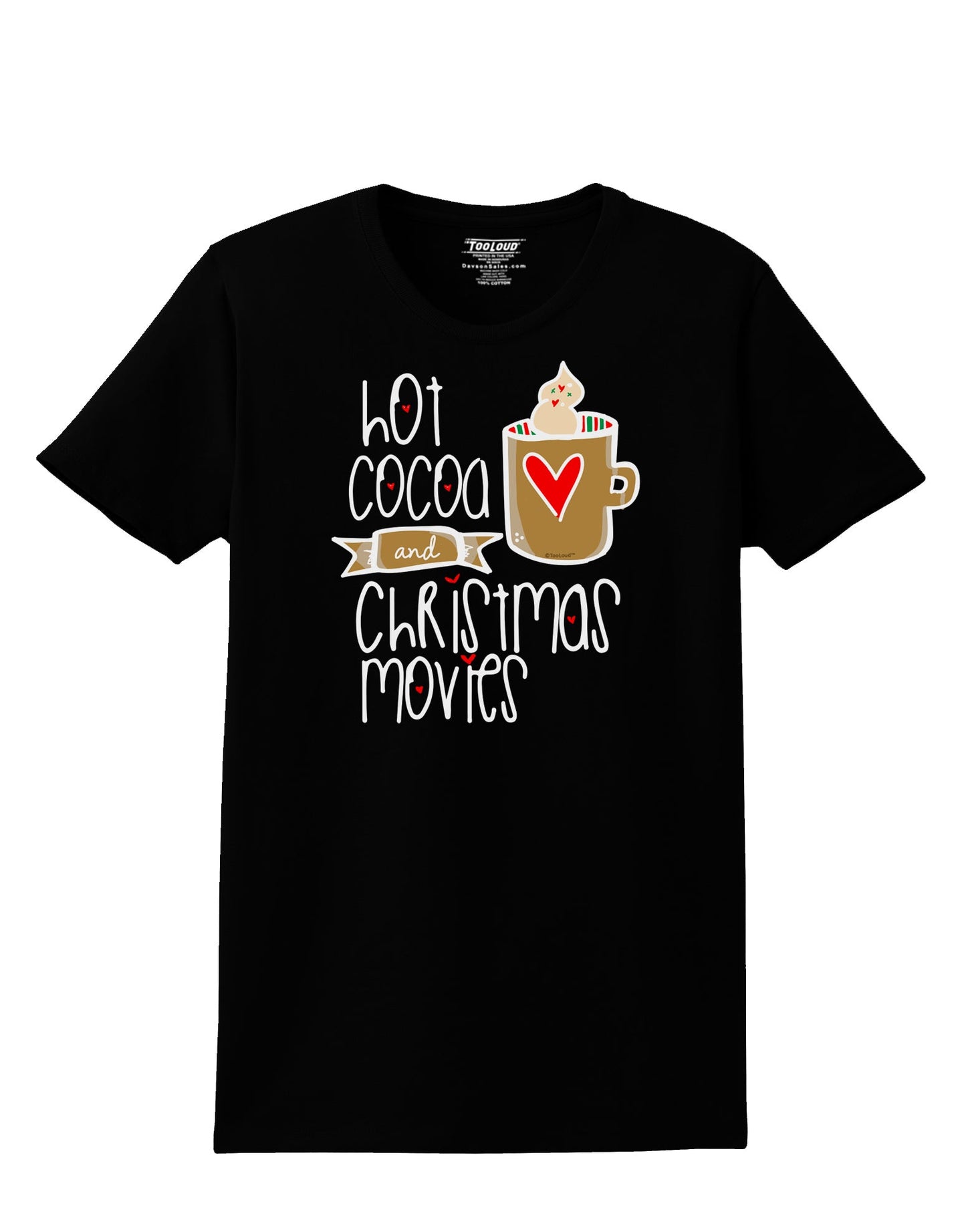 Hot Cocoa and Christmas Movies Womens T-Shirt-Womens T-Shirt-TooLoud-Black-X-Small-Davson Sales