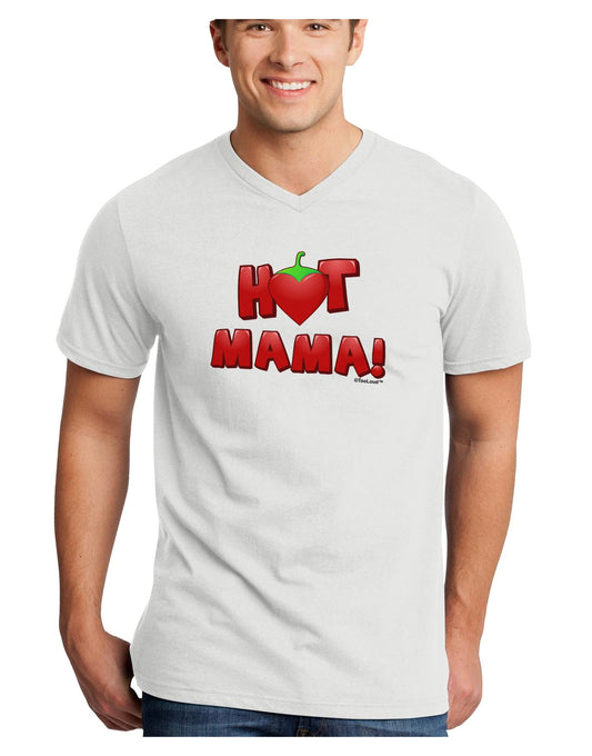 Hot Mama Chili Heart Adult V-Neck T-shirt-Mens V-Neck T-Shirt-TooLoud-White-Small-Davson Sales