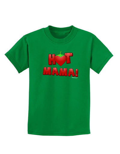 Hot Mama Chili Heart Childrens Dark T-Shirt-Childrens T-Shirt-TooLoud-Kelly-Green-X-Small-Davson Sales