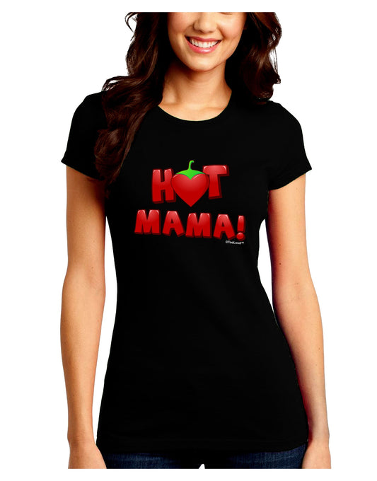 Hot Mama Chili Heart Juniors Petite Crew Dark T-Shirt-T-Shirts Juniors Tops-TooLoud-Black-Juniors Fitted Small-Davson Sales