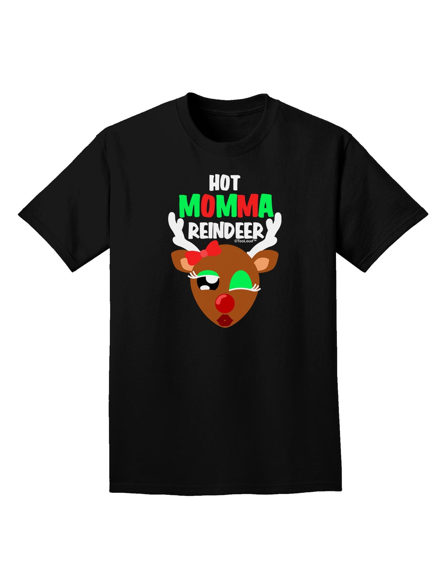 Hot Momma Reindeer Matching Deer Adult Dark T-Shirt-Mens T-Shirt-TooLoud-Black-Small-Davson Sales