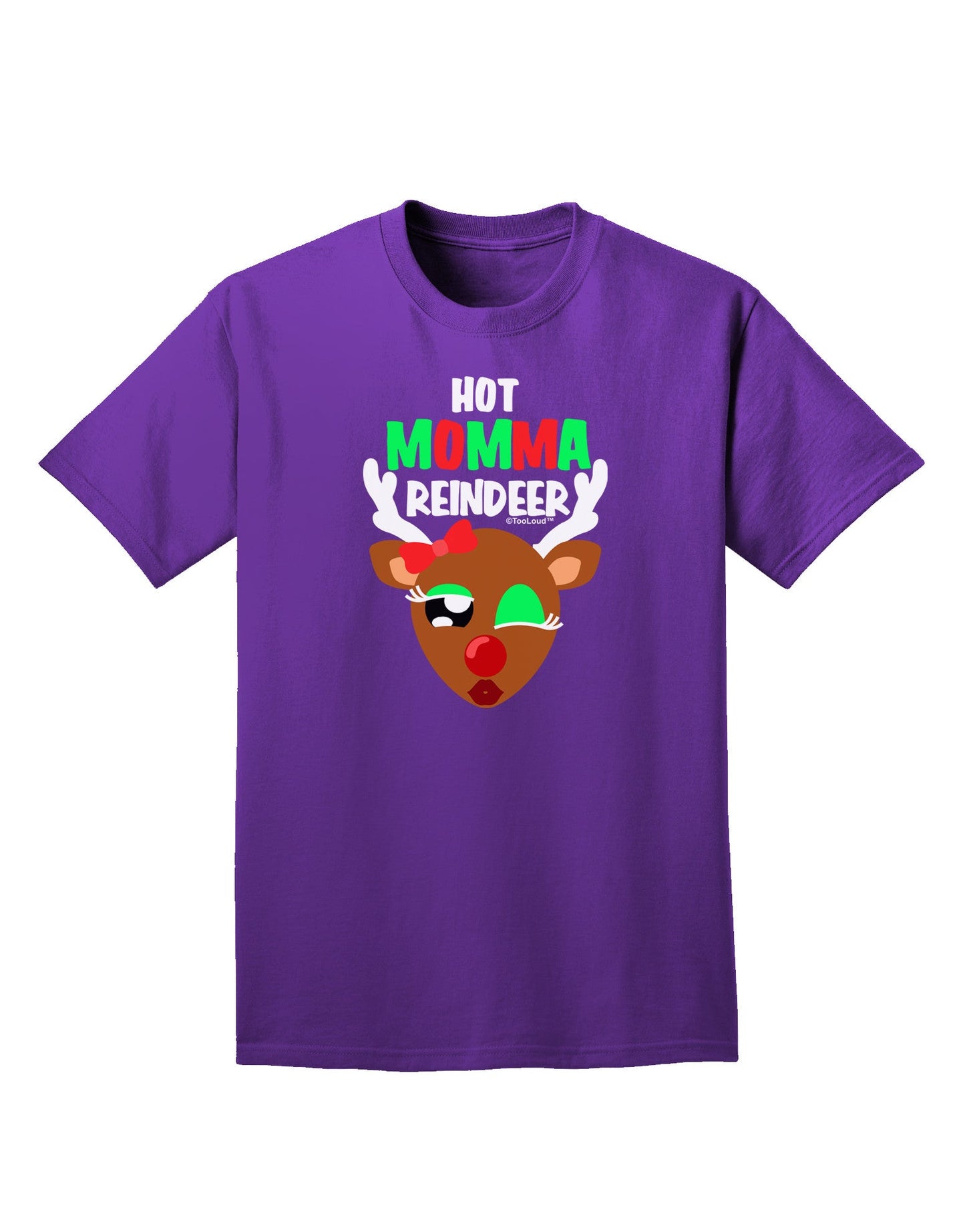 Hot Momma Reindeer Matching Deer Adult Dark T-Shirt-Mens T-Shirt-TooLoud-Purple-Small-Davson Sales