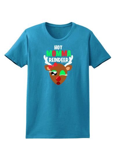 Hot Momma Reindeer Matching Deer Womens Dark T-Shirt-TooLoud-Turquoise-X-Small-Davson Sales