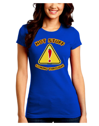 Hot Stuff Coming Through Juniors Crew Dark T-Shirt-T-Shirts Juniors Tops-TooLoud-Royal-Blue-Juniors Fitted Small-Davson Sales