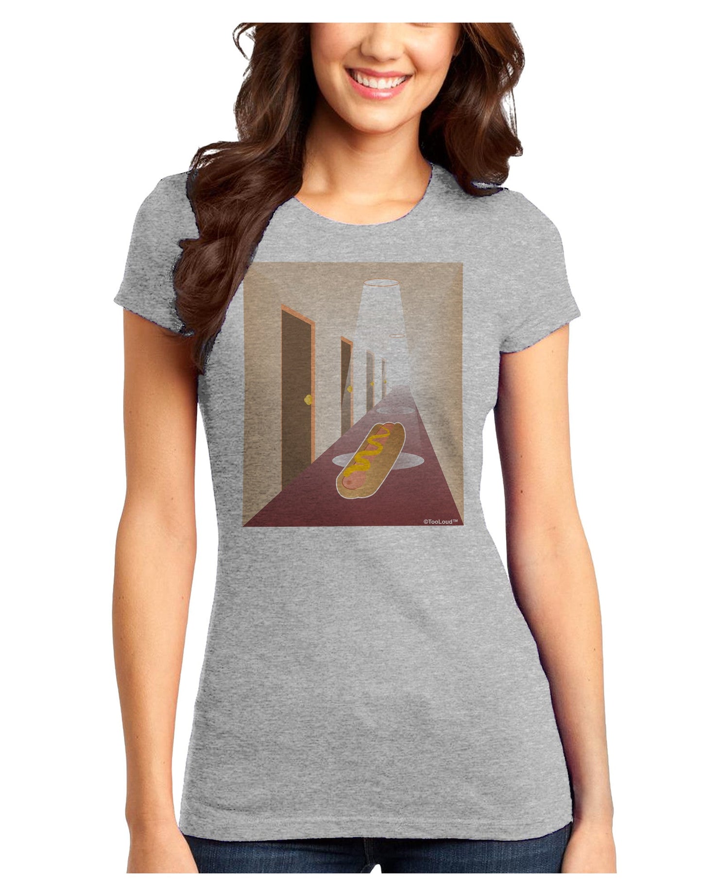 Hotdog in a Hallway Juniors Petite T-Shirt-T-Shirts Juniors Tops-TooLoud-Ash-Gray-Juniors Fitted X-Small-Davson Sales