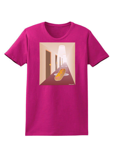 Hotdog in a Hallway Womens Dark T-Shirt-TooLoud-Hot-Pink-Small-Davson Sales