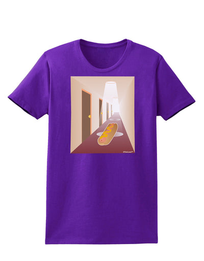 Hotdog in a Hallway Womens Dark T-Shirt-TooLoud-Purple-X-Small-Davson Sales