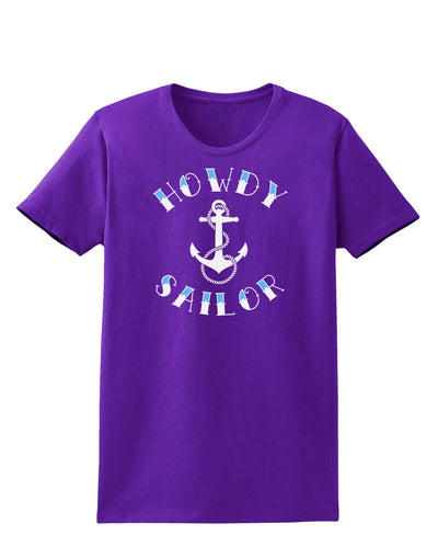 Howdy Sailor Nautical Anchor Womens Dark T-Shirt-TooLoud-Purple-X-Small-Davson Sales