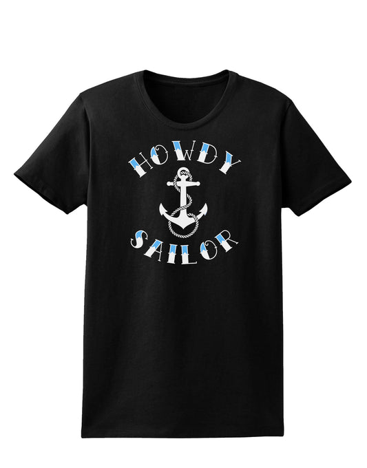 Howdy Sailor Nautical Anchor Womens Dark T-Shirt-TooLoud-Black-X-Small-Davson Sales