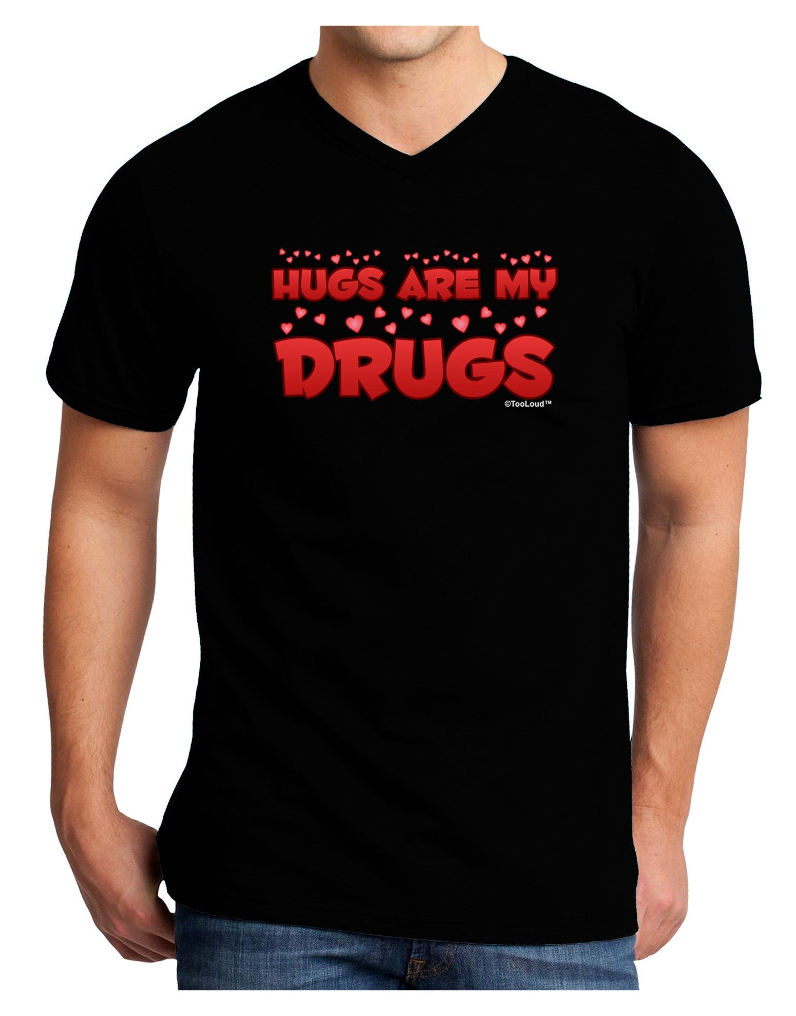 Hugs Are My Drugs Adult Dark V-Neck T-Shirt-Mens V-Neck T-Shirt-TooLoud-Black-Small-Davson Sales