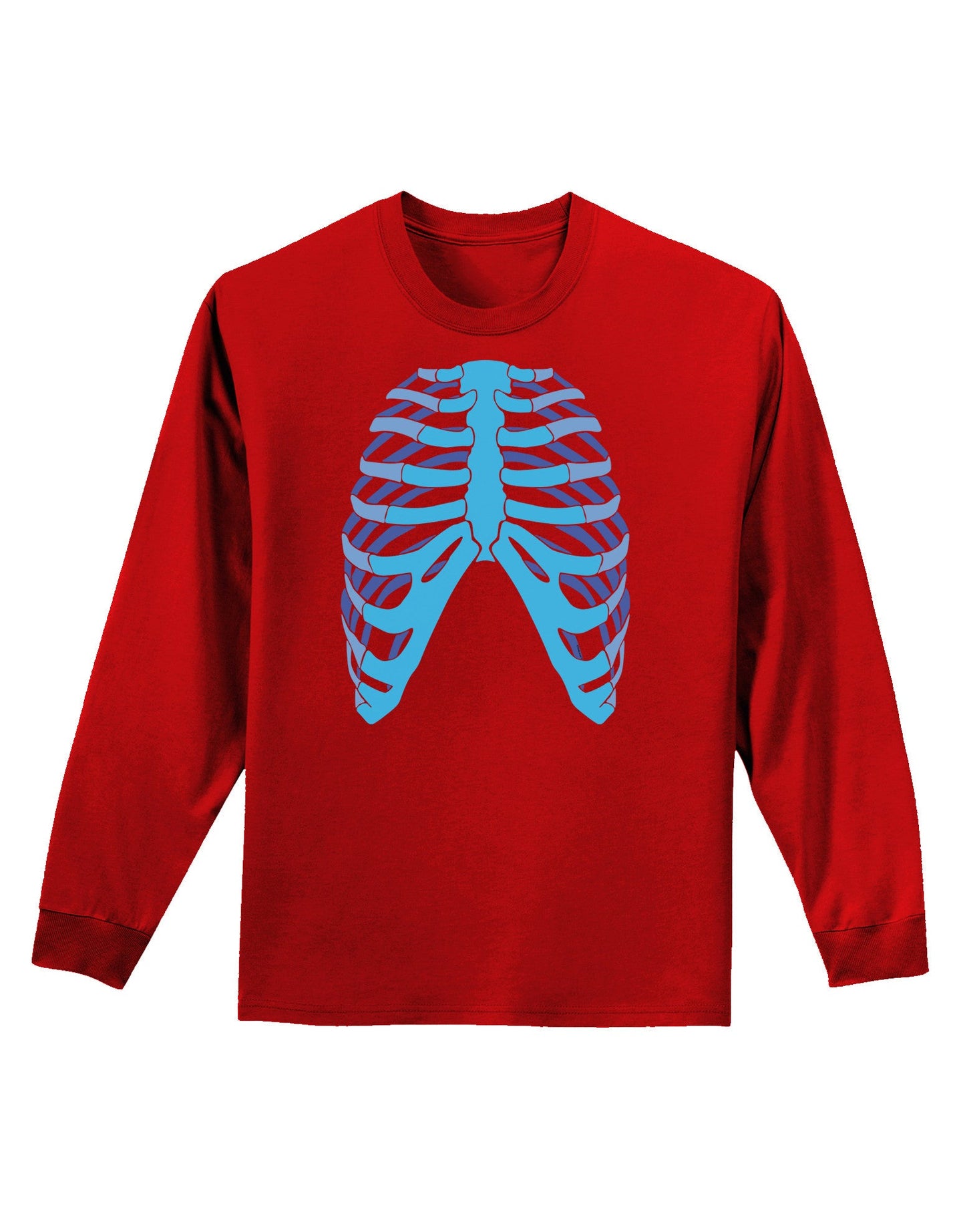 Human Blue Skeleton Bones Ribcage Adult Long Sleeve Dark T-Shirt-TooLoud-Red-Small-Davson Sales