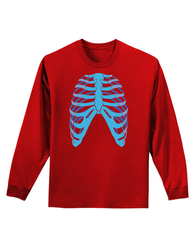 Human Blue Skeleton Bones Ribcage Adult Long Sleeve Dark T-Shirt-TooLoud-Red-Small-Davson Sales