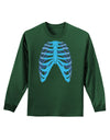 Human Blue Skeleton Bones Ribcage Adult Long Sleeve Dark T-Shirt-TooLoud-Dark-Green-Small-Davson Sales