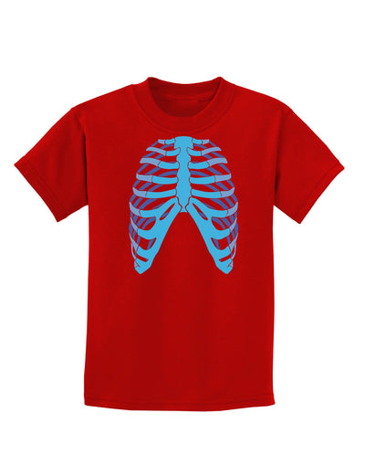 Human Blue Skeleton Bones Ribcage Childrens Dark T-Shirt-Childrens T-Shirt-TooLoud-Red-X-Small-Davson Sales