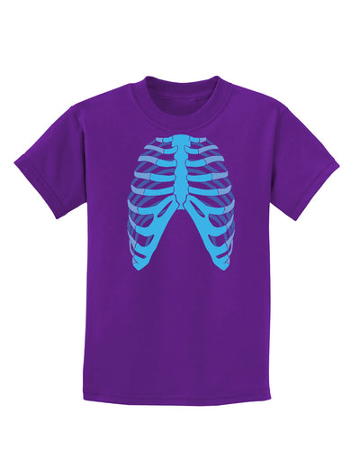 Human Blue Skeleton Bones Ribcage Childrens Dark T-Shirt-Childrens T-Shirt-TooLoud-Purple-X-Small-Davson Sales