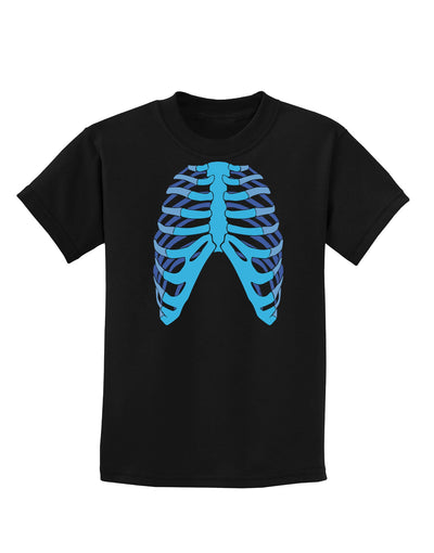 Human Blue Skeleton Bones Ribcage Childrens Dark T-Shirt-Childrens T-Shirt-TooLoud-Black-X-Small-Davson Sales