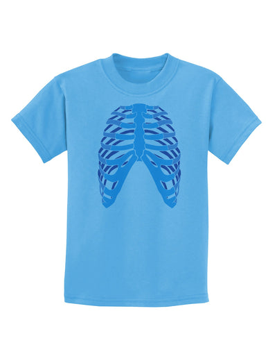 Human Blue Skeleton Bones Ribcage Childrens T-Shirt-Childrens T-Shirt-TooLoud-Aquatic-Blue-X-Small-Davson Sales