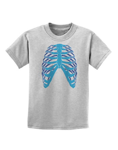 Human Blue Skeleton Bones Ribcage Childrens T-Shirt-Childrens T-Shirt-TooLoud-AshGray-X-Small-Davson Sales