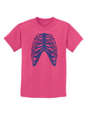 Human Blue Skeleton Bones Ribcage Childrens T-Shirt-Childrens T-Shirt-TooLoud-Sangria-X-Small-Davson Sales