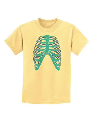 Human Blue Skeleton Bones Ribcage Childrens T-Shirt-Childrens T-Shirt-TooLoud-Daffodil-Yellow-X-Small-Davson Sales