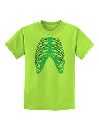 Human Blue Skeleton Bones Ribcage Childrens T-Shirt-Childrens T-Shirt-TooLoud-Lime-Green-X-Small-Davson Sales