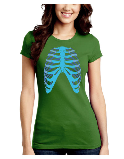 Human Blue Skeleton Bones Ribcage Juniors Crew Dark T-Shirt-T-Shirts Juniors Tops-TooLoud-Kiwi-Green-Juniors Fitted Small-Davson Sales