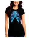 Human Blue Skeleton Bones Ribcage Juniors Crew Dark T-Shirt-T-Shirts Juniors Tops-TooLoud-Black-Juniors Fitted Small-Davson Sales