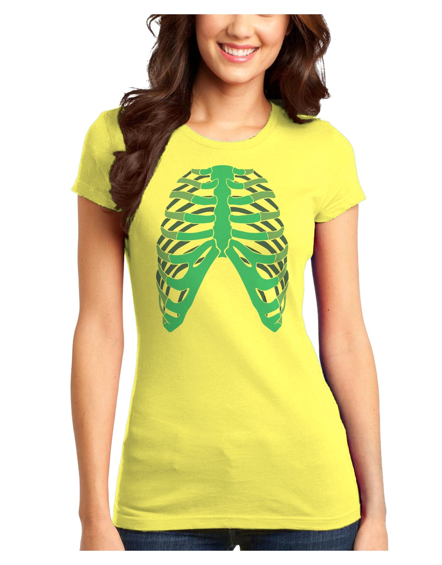 Human Blue Skeleton Bones Ribcage Juniors T-Shirt-Womens Juniors T-Shirt-TooLoud-Yellow-Juniors Fitted XS-Davson Sales