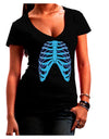 Human Blue Skeleton Bones Ribcage Juniors V-Neck Dark T-Shirt-Womens V-Neck T-Shirts-TooLoud-Black-Small-Davson Sales