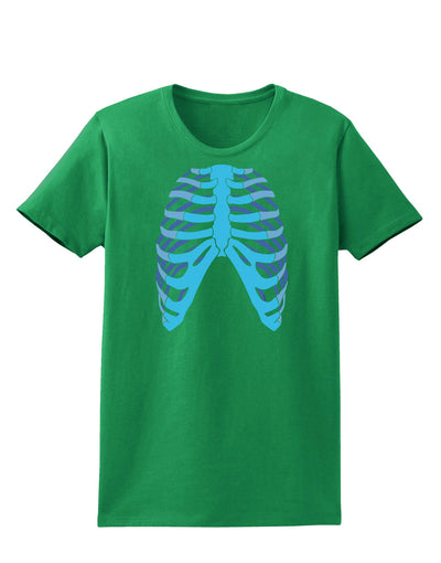 Human Blue Skeleton Bones Ribcage Womens Dark T-Shirt-TooLoud-Kelly-Green-X-Small-Davson Sales