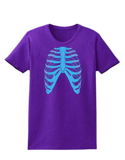 Human Blue Skeleton Bones Ribcage Womens Dark T-Shirt-TooLoud-Purple-X-Small-Davson Sales