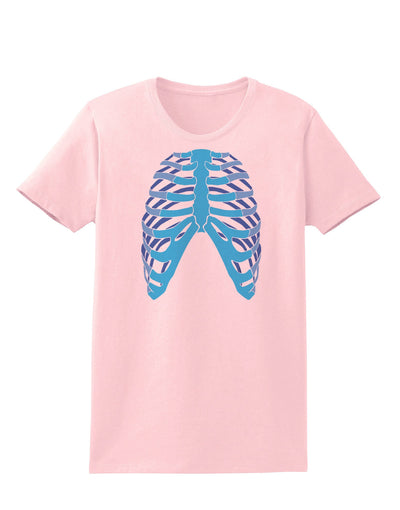 Human Blue Skeleton Bones Ribcage Womens T-Shirt-Womens T-Shirt-TooLoud-PalePink-X-Small-Davson Sales