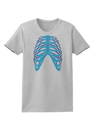 Human Blue Skeleton Bones Ribcage Womens T-Shirt-Womens T-Shirt-TooLoud-AshGray-X-Small-Davson Sales