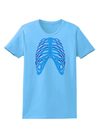 Human Blue Skeleton Bones Ribcage Womens T-Shirt-Womens T-Shirt-TooLoud-Aquatic-Blue-X-Small-Davson Sales