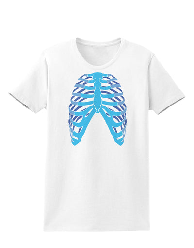 Human Blue Skeleton Bones Ribcage Womens T-Shirt-Womens T-Shirt-TooLoud-White-X-Small-Davson Sales