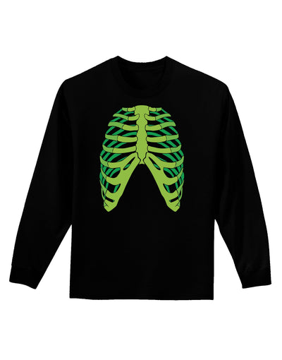 Human Green Skeleton Bones Ribcage Adult Long Sleeve Dark T-Shirt-TooLoud-Black-Small-Davson Sales