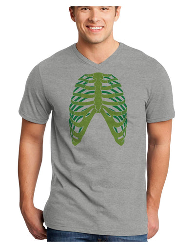 Human Green Skeleton Bones Ribcage Adult V-Neck T-shirt-Mens V-Neck T-Shirt-TooLoud-HeatherGray-Small-Davson Sales