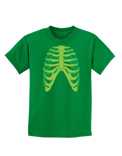 Human Green Skeleton Bones Ribcage Childrens Dark T-Shirt-Childrens T-Shirt-TooLoud-Kelly-Green-X-Small-Davson Sales